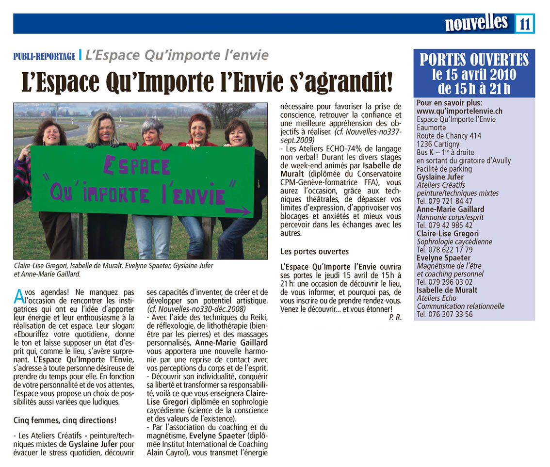 Article Nouvelles Onex Bernex Confignon